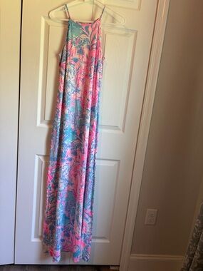 Lilly Pulitzer Pink & Blue Floral Maxi One-Piece Dress